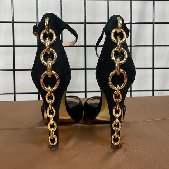 🚚 MOVING SALE Diane Von Furstenberg Sofia Black Suede Chain Heels by DVF - Picture 5 of 15